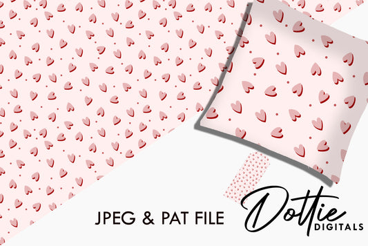 Ditsy Pink Hearts Repeat Seamless Pattern
