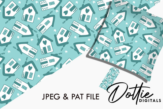 Light Blue Home Sweet Home Repeat Seamless Pattern