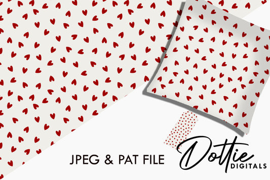 Ditsy Red Love Hearts Repeat Seamless Pattern