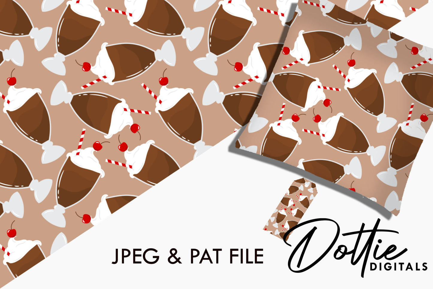 Chocolate Ice Cream Sundaes Repeat Seamless Pattern