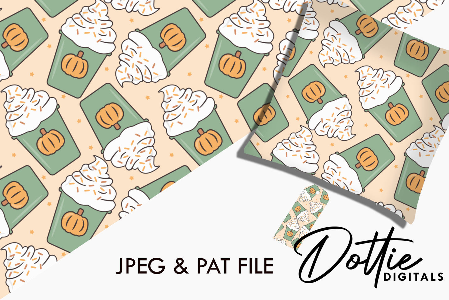 Pumpkin Spice Latte Repeat Seamless Pattern