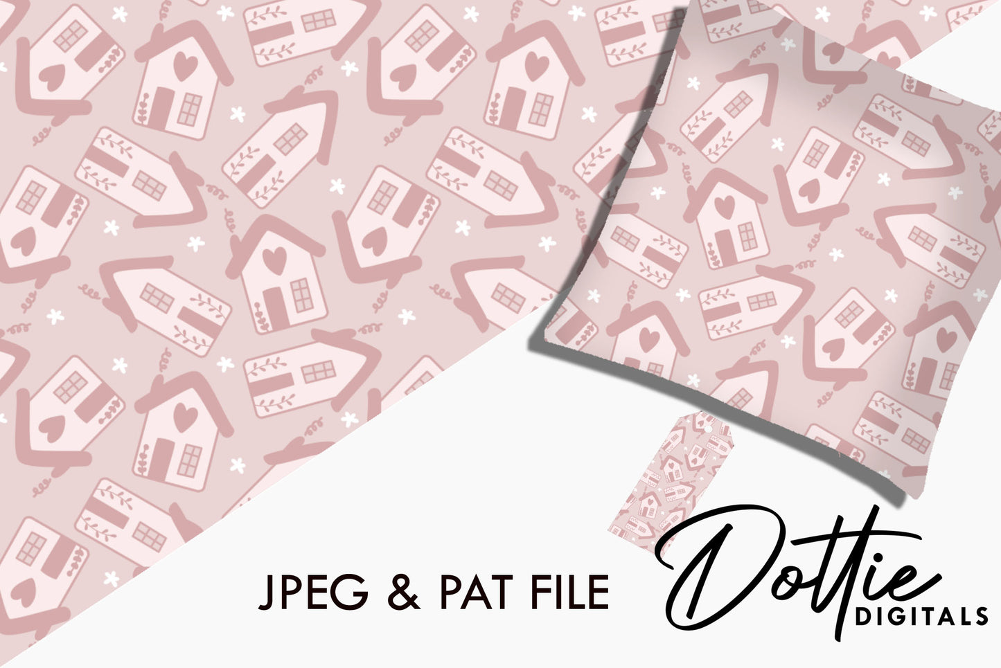 Pink Home Sweet Home Repeat Seamless Pattern