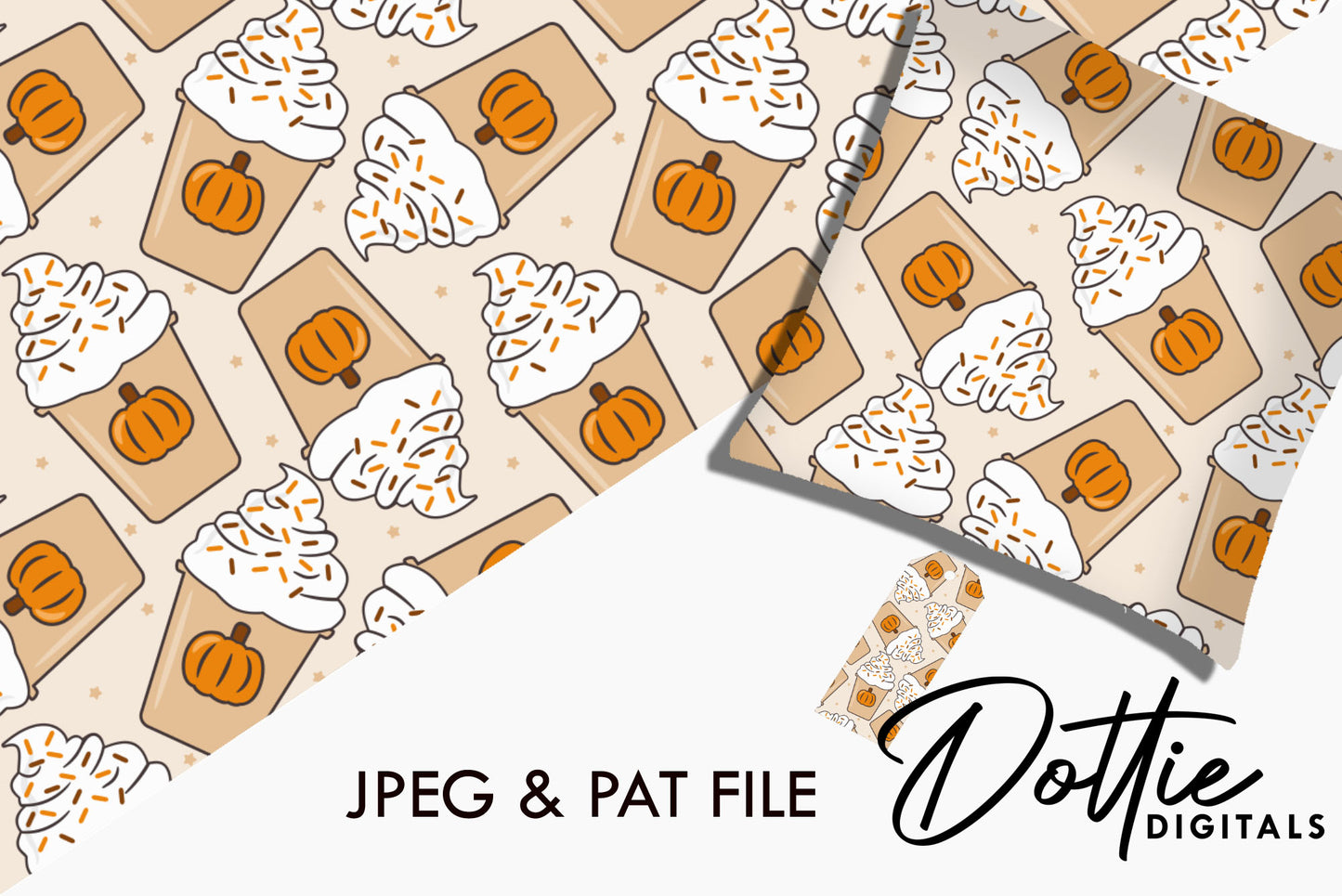 Pumpkin Spice Creamy Latte Repeat Seamless Pattern