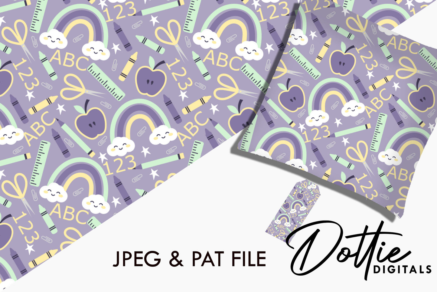 Purple Apple For The Teacher Repeat Seamless Pattern