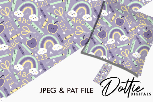 Purple Apple For The Teacher Repeat Seamless Pattern