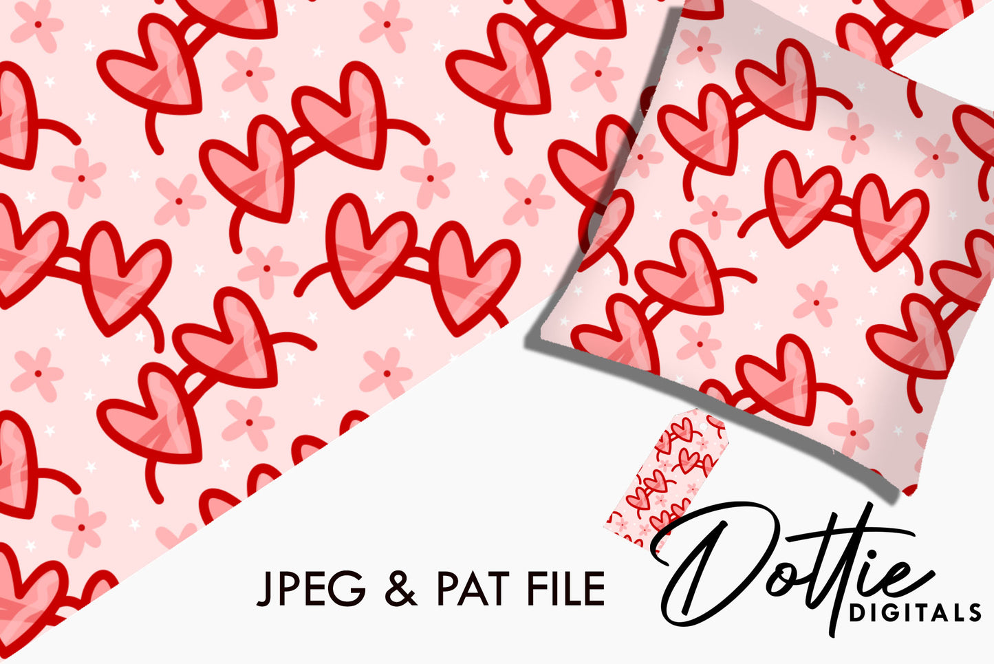 Pink Heart Sunglasses Repeat Seamless Pattern