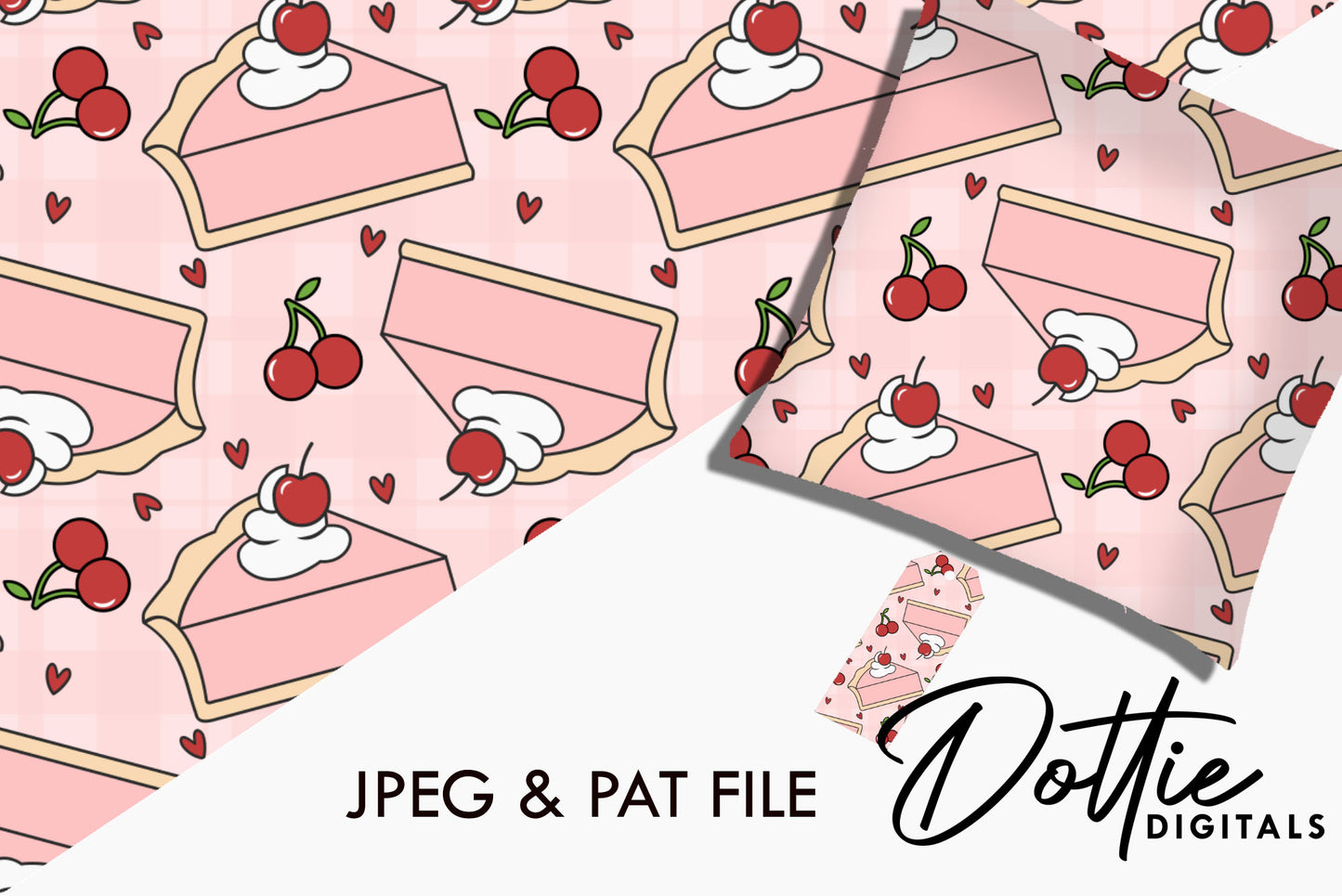 Pink Cherry Pie and Cream Repeat Seamless Pattern