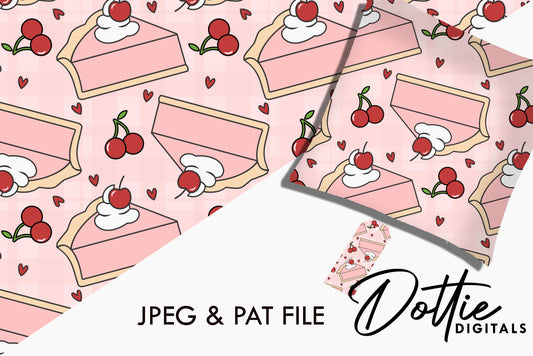 Pink Cherry Pie and Cream Repeat Seamless Pattern