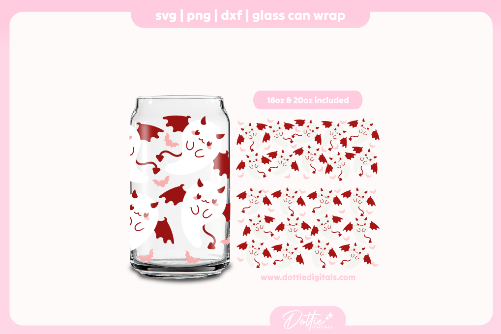 Halloween Devil Ghosts 16oz & 20oz Libbey Glass Can Bundle SVG PNG