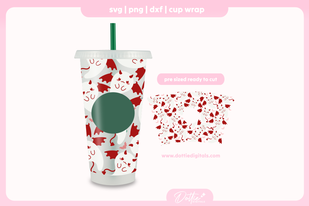 Halloween Devil Ghosts 24oz Starbucks Cold Cup SVG PNG