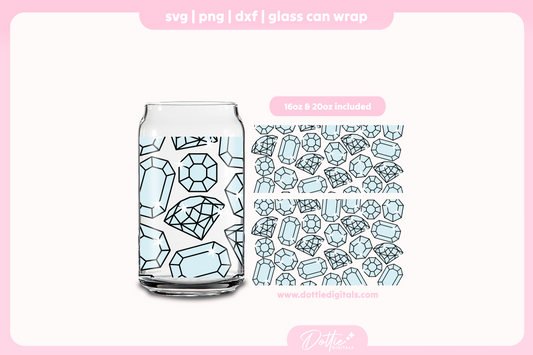 Diamonds 16oz & 20oz Libbey Glass Can Bundle SVG PNG