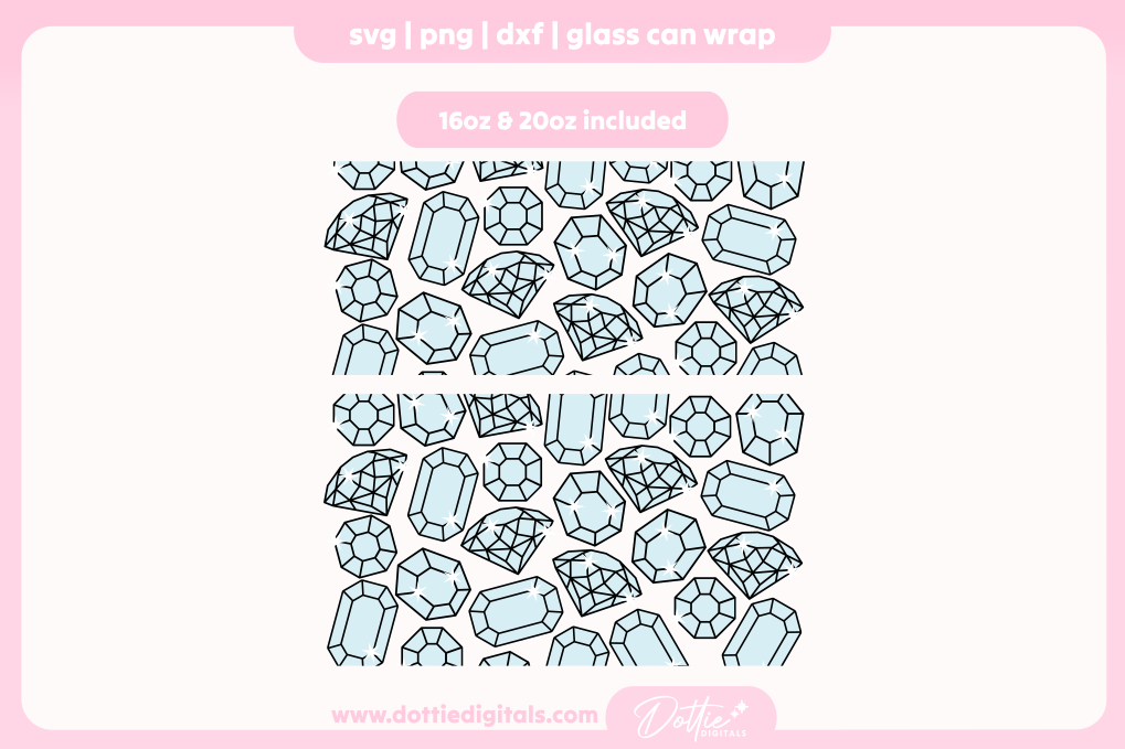 Diamonds 16oz & 20oz Libbey Glass Can Bundle SVG PNG
