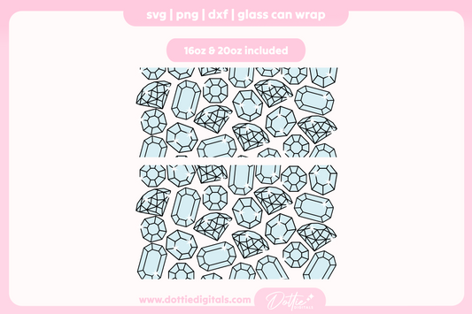 Diamonds 16oz & 20oz Libbey Glass Can Bundle SVG PNG