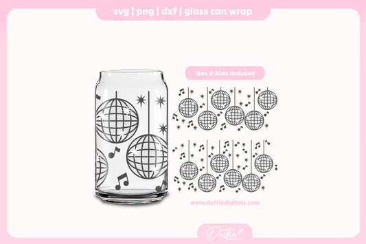 Disco Balls 16oz & 20oz Libbey Glass Can Bundle SVG PNG