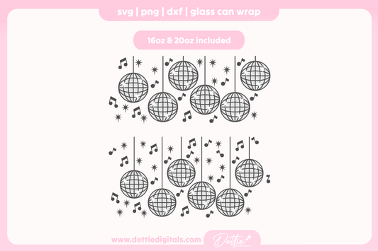 Disco Balls 16oz & 20oz Libbey Glass Can Bundle SVG PNG