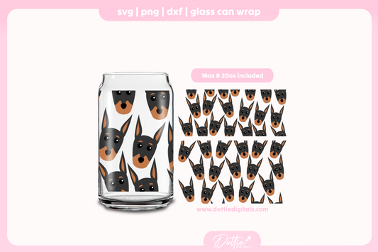 Doberman 16oz & 20oz Libbey Glass Can Bundle SVG PNG