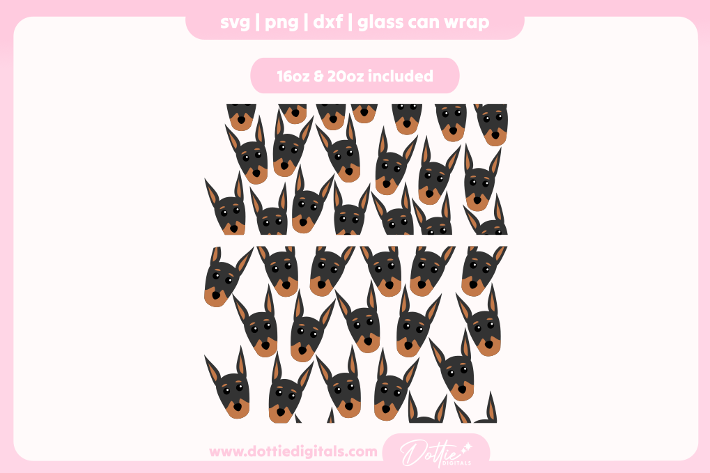 Doberman 16oz & 20oz Libbey Glass Can Bundle SVG PNG