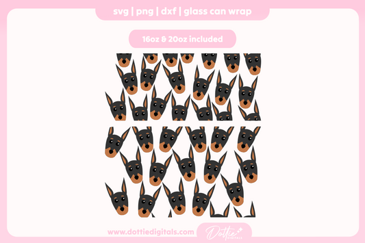 Doberman 16oz & 20oz Libbey Glass Can Bundle SVG PNG