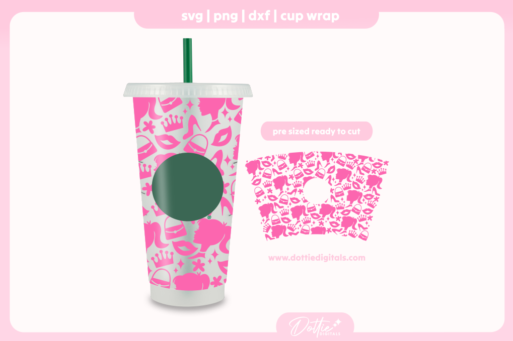 Pink Doll 24oz Starbucks Cold Cup SVG PNG