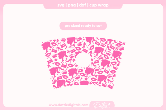 Pink Doll 24oz Starbucks Cold Cup SVG PNG
