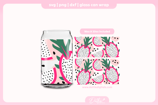 Dragon Fruit 16oz & 20oz Libbey Glass Can Bundle SVG PNG