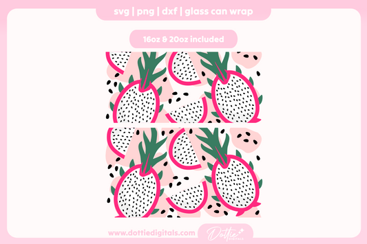 Dragon Fruit 16oz & 20oz Libbey Glass Can Bundle SVG PNG
