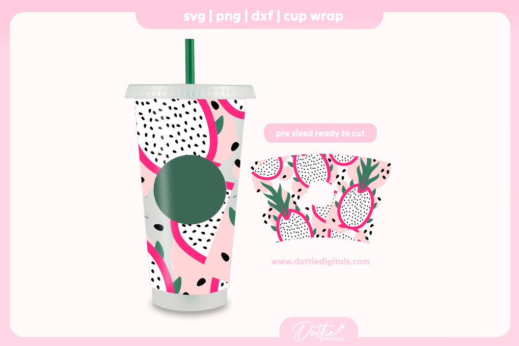 Dragon Fruit Tropical Exotic 24oz Starbucks Cold Cup SVG PNG