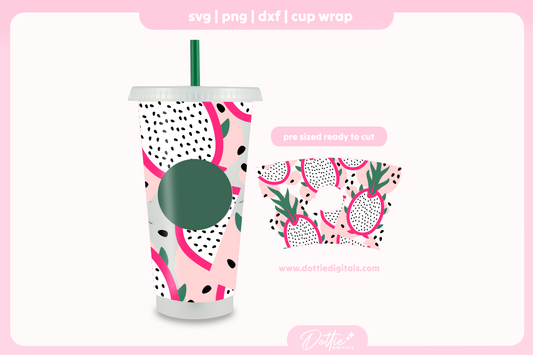 Dragon Fruit Tropical Exotic 24oz Starbucks Cold Cup SVG PNG