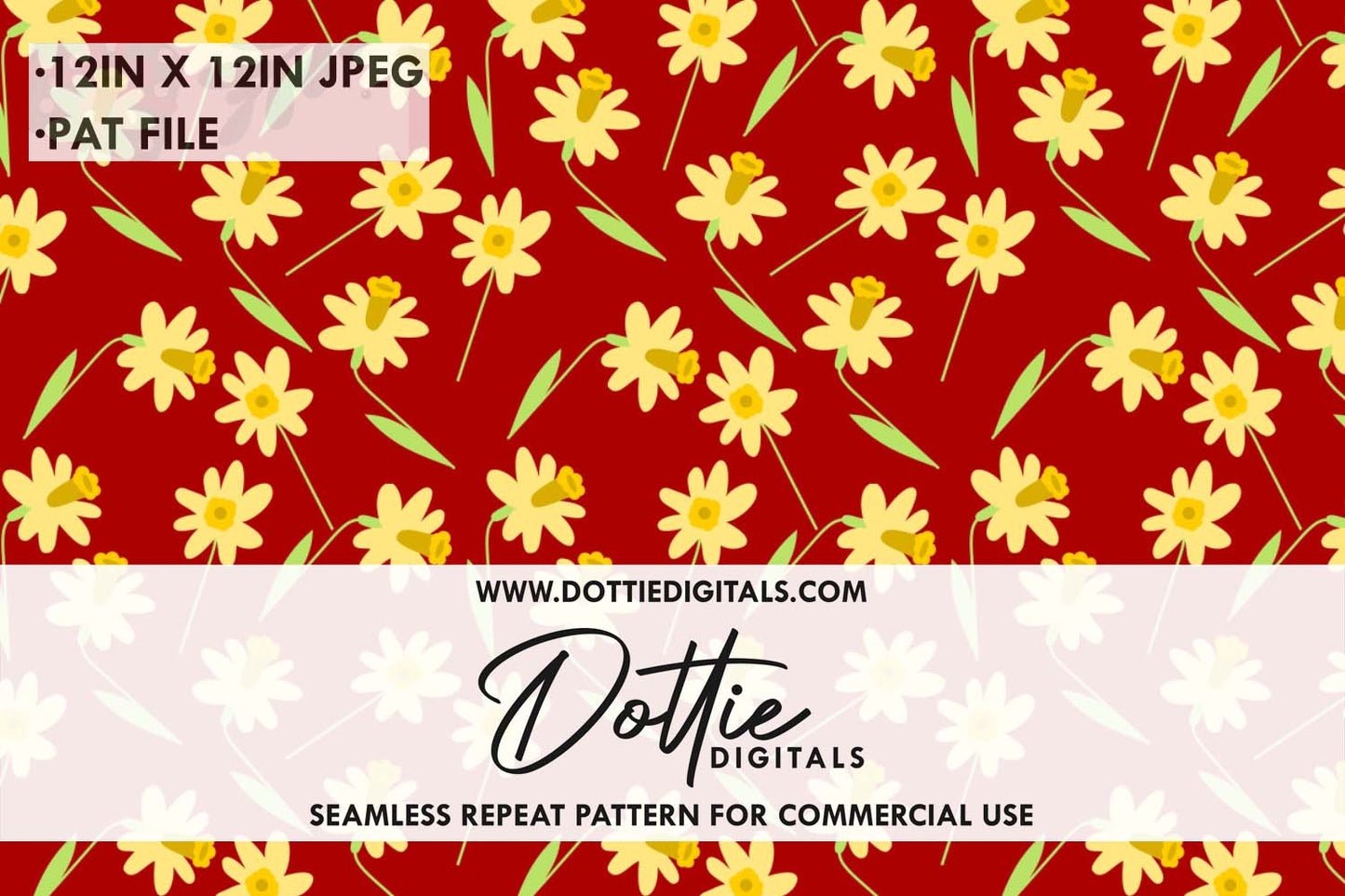 Daffodils Repeat Seamless Pattern