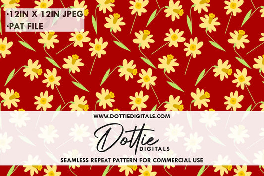 Daffodils Repeat Seamless Pattern