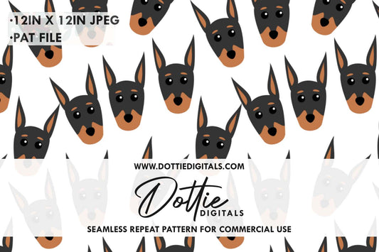 Doberman Dog Repeat Seamless Pattern