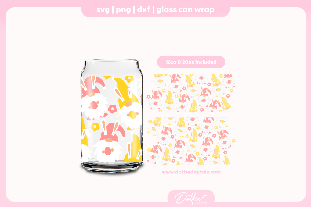 Easter Gnomes 16oz & 20oz Libbey Glass Can Bundle SVG PNG