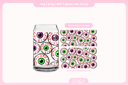 Eyeballs 16oz & 20oz Libbey Glass Can Bundle SVG PNG