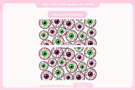 Eyeballs 16oz & 20oz Libbey Glass Can Bundle SVG PNG
