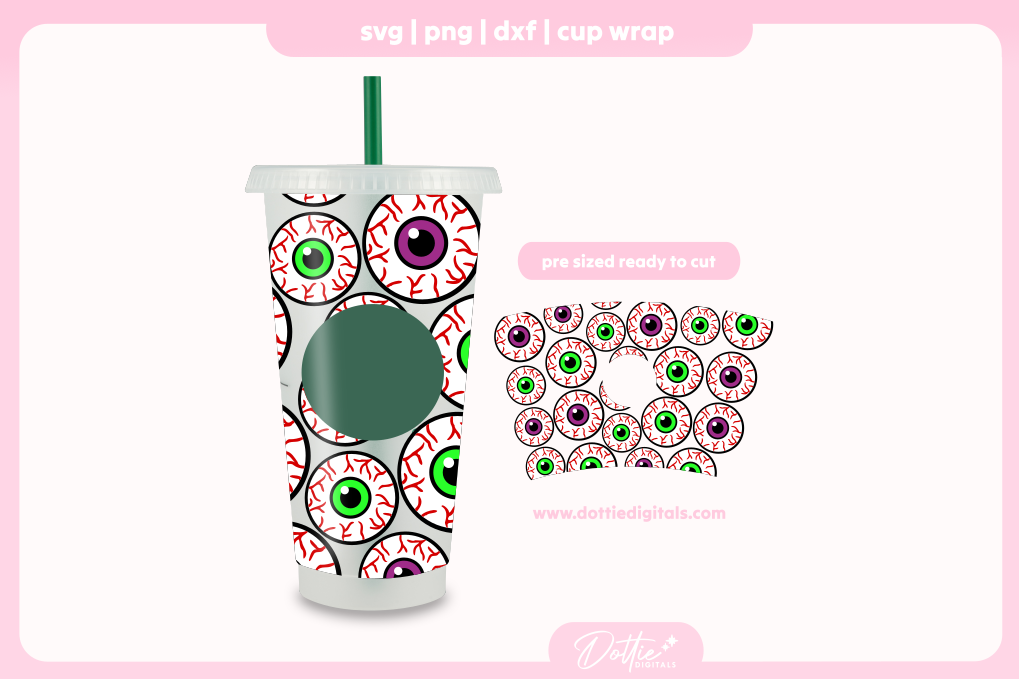 Eyeballs Halloween Eyes 24oz Starbucks Cold Cup SVG PNG