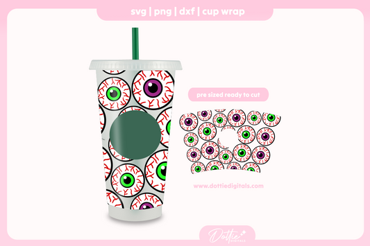 Eyeballs Halloween Eyes 24oz Starbucks Cold Cup SVG PNG
