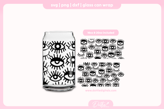 Abstract Eyes 16oz & 20oz Libbey Glass Can Bundle SVG PNG