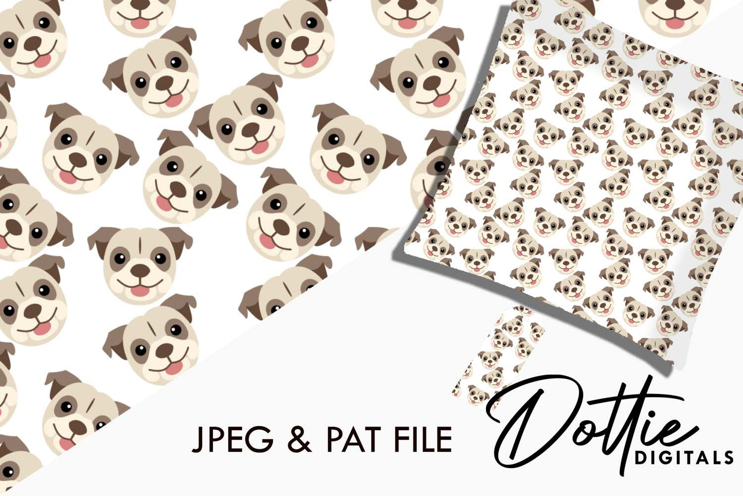 English Bulldogs Repeat Seamless Pattern