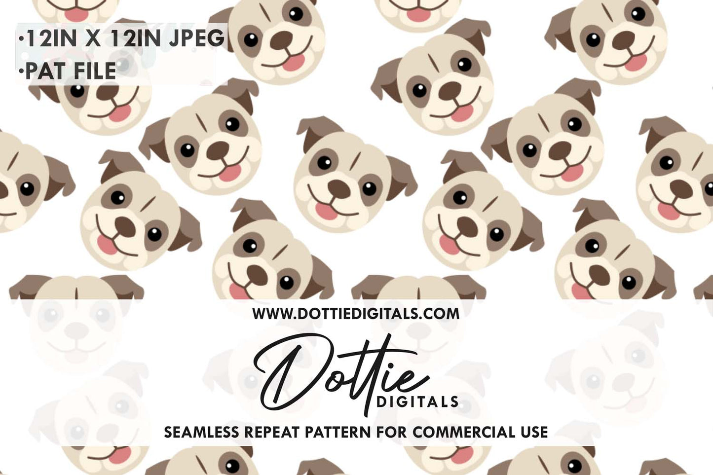 English Bulldogs Repeat Seamless Pattern