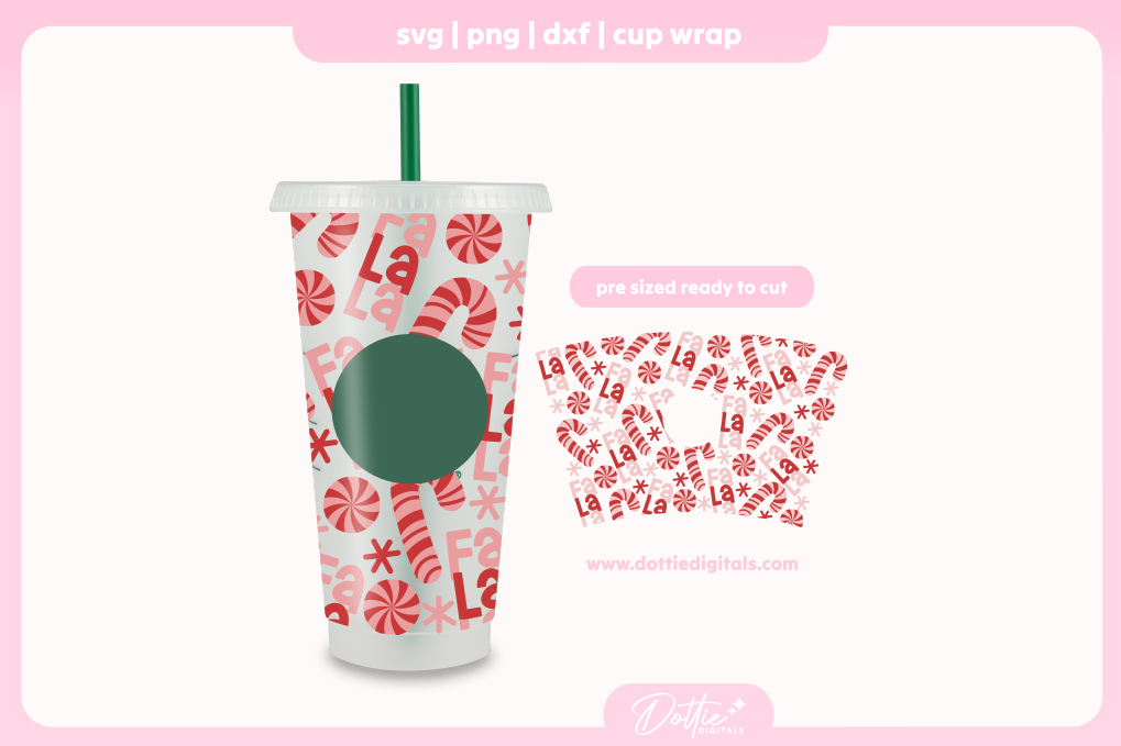 Fa la la Christmas 24oz Starbucks Cold Cup SVG PNG