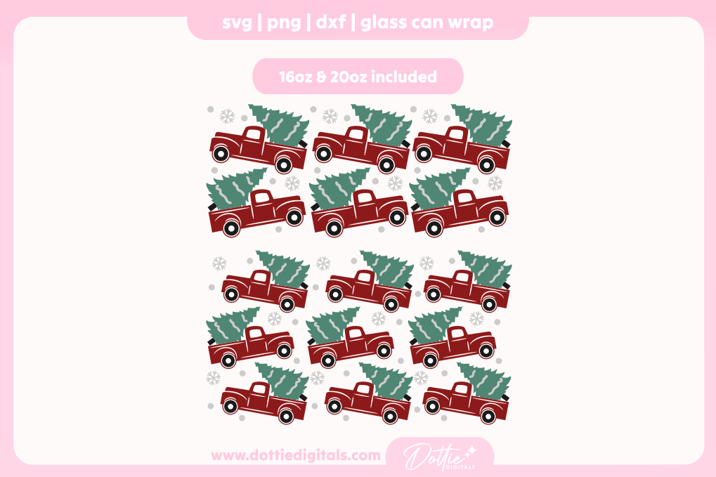 Christmas Tree Truck 16oz & 20oz Libbey Glass Can Bundle SVG PNG