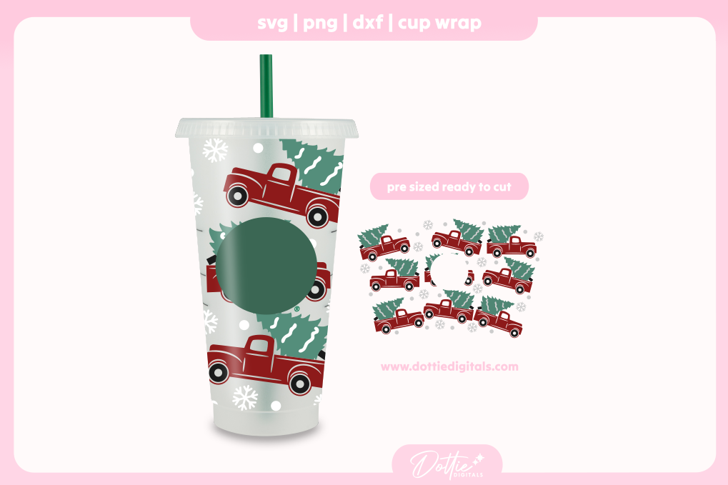 Festive Trucks 24oz Starbucks Cold Cup SVG PNG