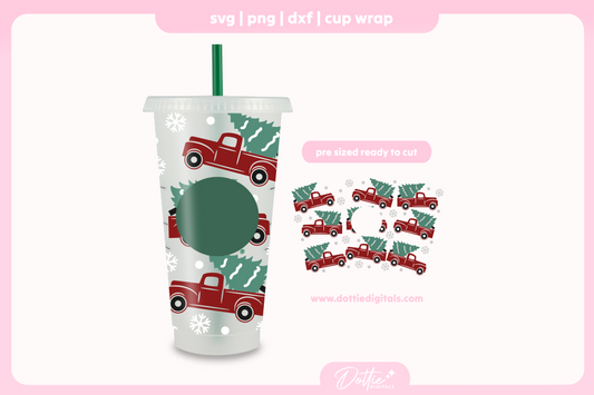 Festive Trucks 24oz Starbucks Cold Cup SVG PNG