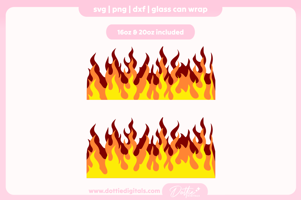 Flames 16oz & 20oz Libbey Glass Can Bundle SVG PNG