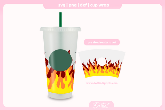 Flames Fire 24oz Starbucks Cold Cup SVG PNG