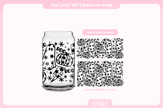 Spooky Floral Set Halloween 16oz & 20oz Libbey Glass Can Bundle SVG PNG