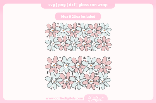 Flower Snowmen 16oz & 20oz Libbey Glass Can Bundle SVG PNG