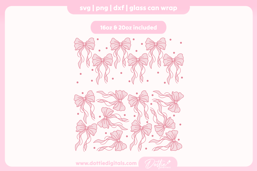 Flowy Flowing Bows 16oz & 20oz Libbey Glass Can Bundle SVG PNG