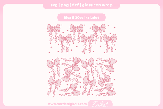 Flowy Flowing Bows 16oz & 20oz Libbey Glass Can Bundle SVG PNG
