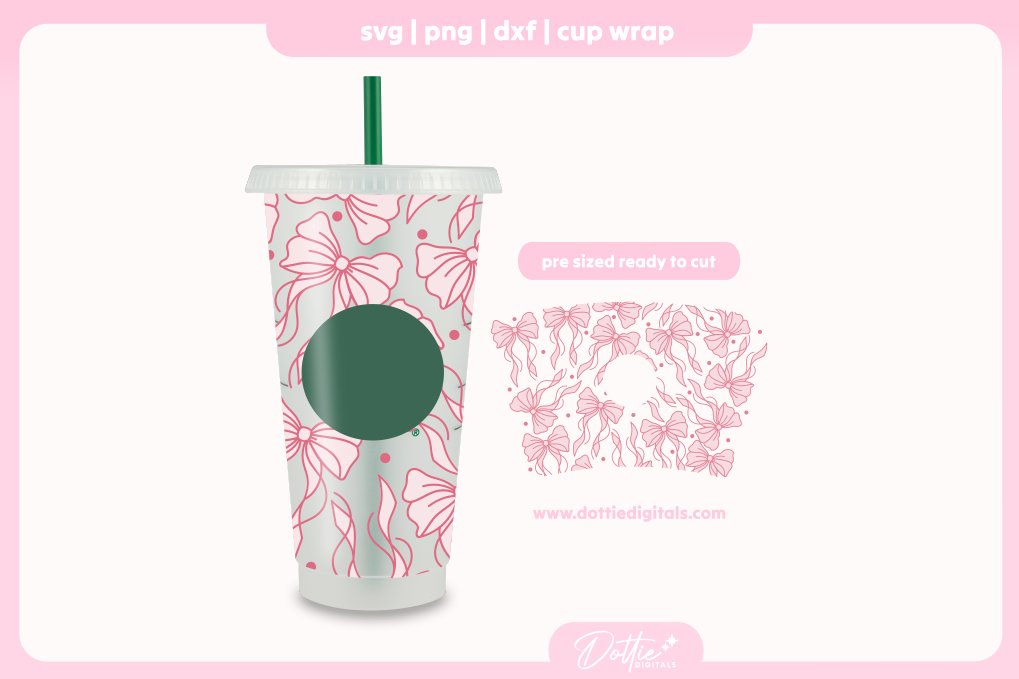 Flowy Flowing Bows 24oz Starbucks Cold Cup SVG PNG
